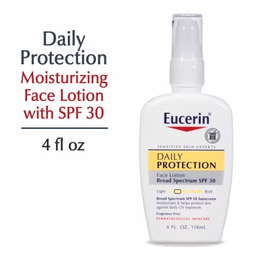 Eucerin Daily Protection Face Lotion SPF 30, 4 fl oz pump bottle — matching yellow-label retail presentation
