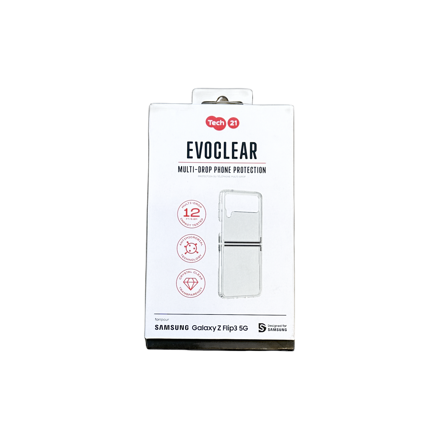 tech21 Evo Clear for Samsung Galaxy Z Flip 3 – Phone Case with 12ft Drop Protection