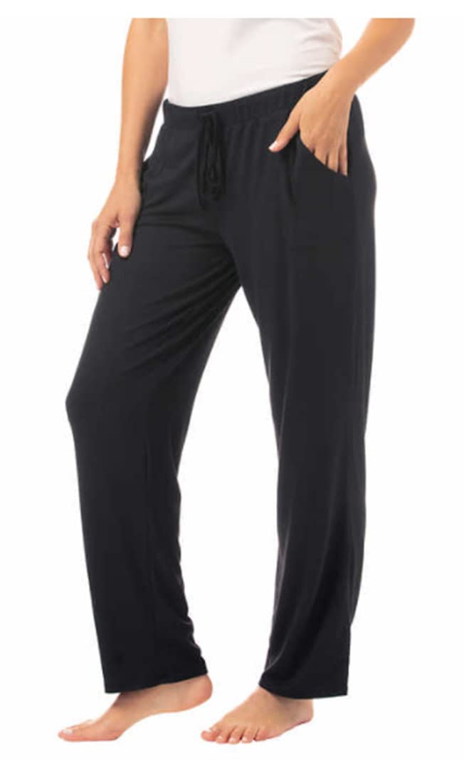 Lucky Brand Women's 2 Pack Straight Leg Lounge Pant with Drawstrings and Pockets (Simple Buffalo Plaid/Black, Medium)
