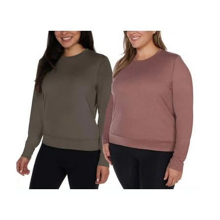 Lukka Lux Ladies Long Sleeve Active Top 2 Pack Green/Rose Size: Medium