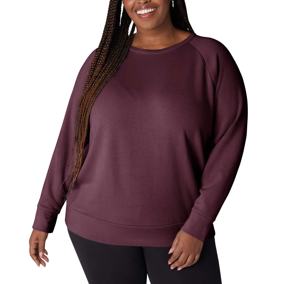 Eddie Bauer Ladies' Crewneck | Women Crewneck Casual Shirt | Ladies Crewneck Pullover - Wine Medium