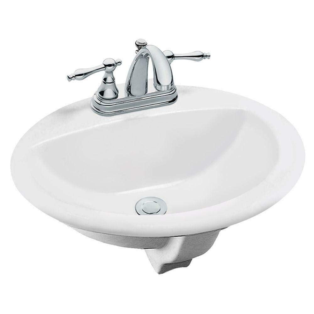Glacier Bay Aragon Self-Rimming Drop-In Bathroom Sink in White