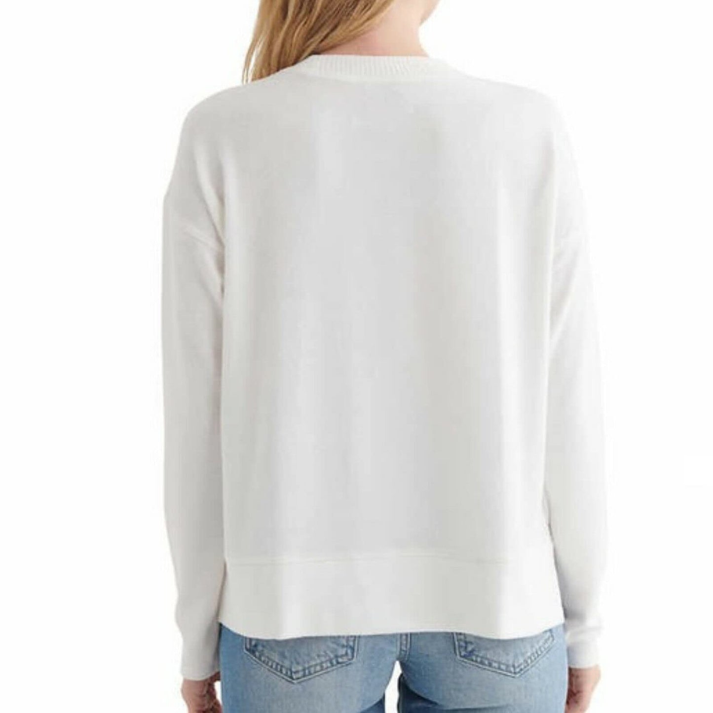 Lucky Brand Womens Soft Cloud Jersey Wrinkle Free Sweatshirt Top Cream L