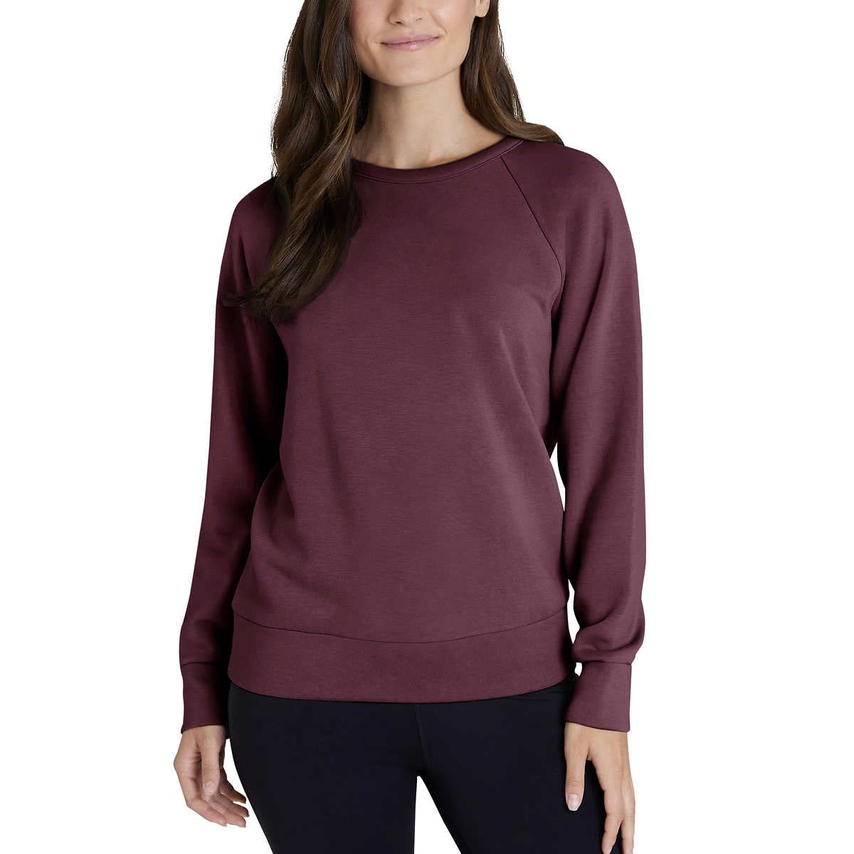 Eddie Bauer Ladies' Crewneck | Women Crewneck Casual Shirt | Ladies Crewneck Pullover - Wine Medium