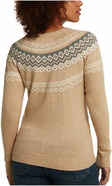 Weatherproof Vintage Womens Fairisle Sweater, Beige, Large