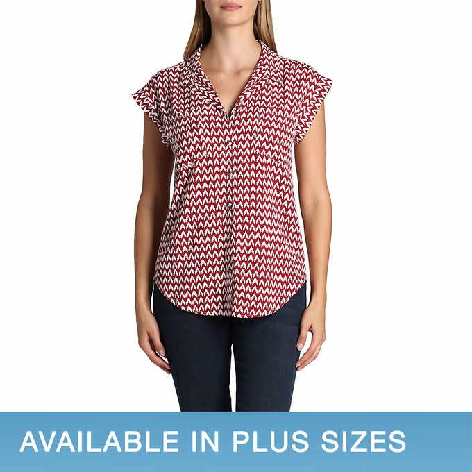 JACHS Girlfriend Ladies' Short Sleeve Blouse (Red, M)