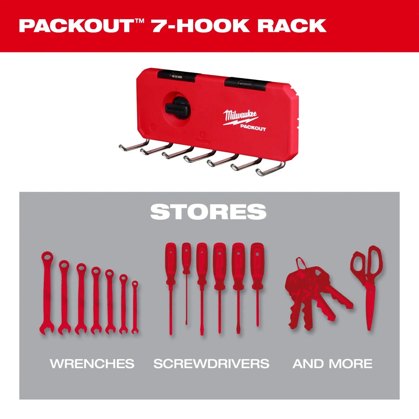 Milwaukee PACKOUT 7-Hook Rack Tool Holder