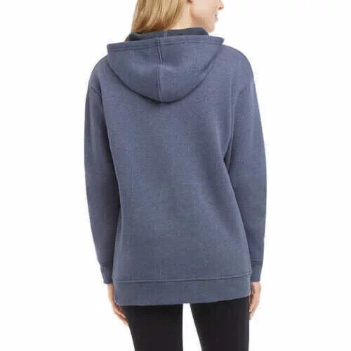 Danskin Ladies Full Zip Hoodie Soft Brushed Fleece (XX-Large Blue (Stonewash)