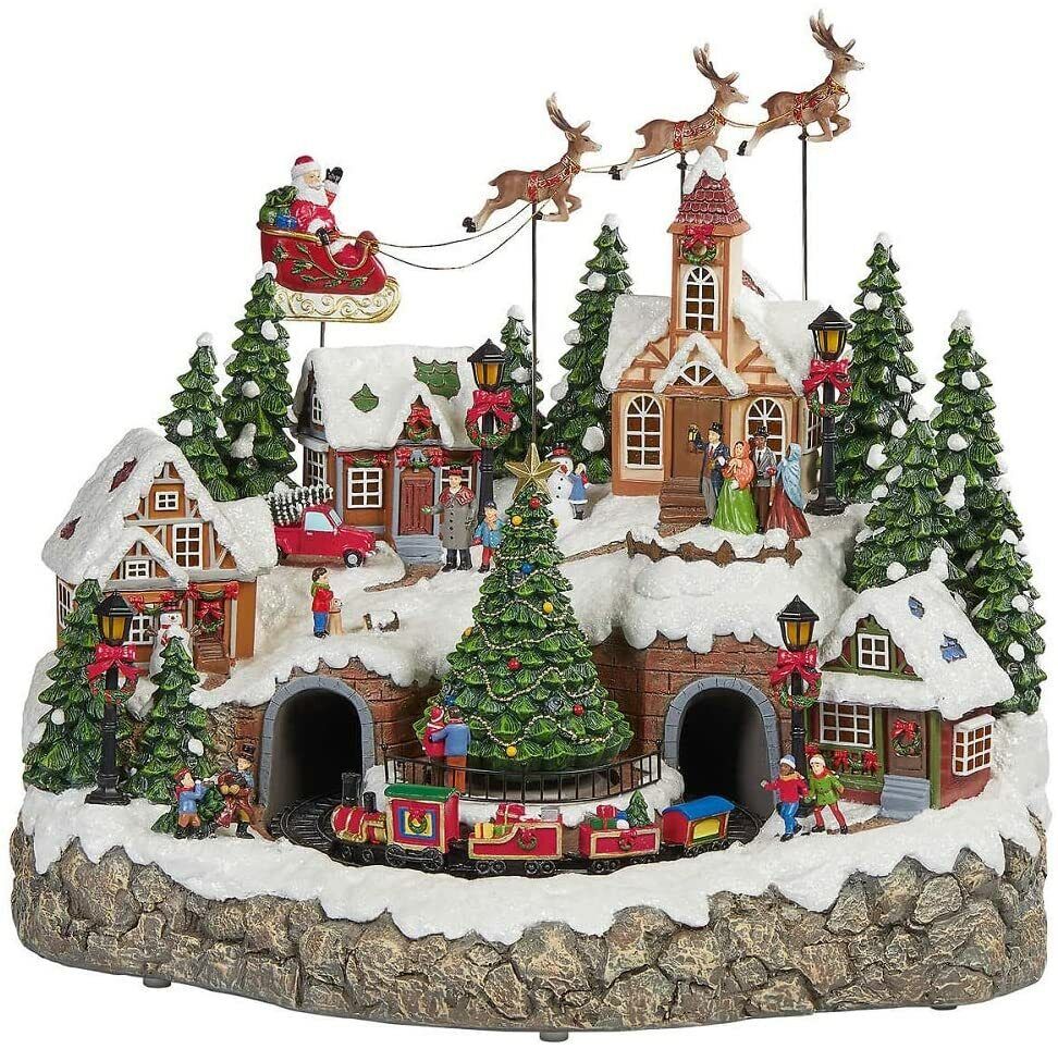 Snowy Holiday Village Centerpiece