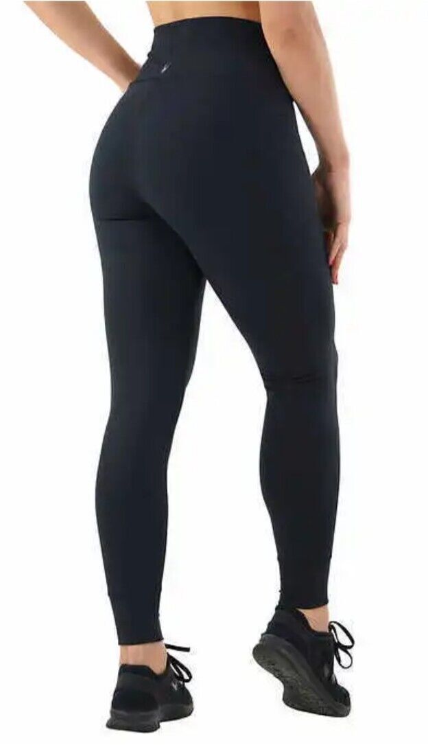 Spyder Women's Performance High Rise Drawstring Legging Tight with Pockets, Black, XL