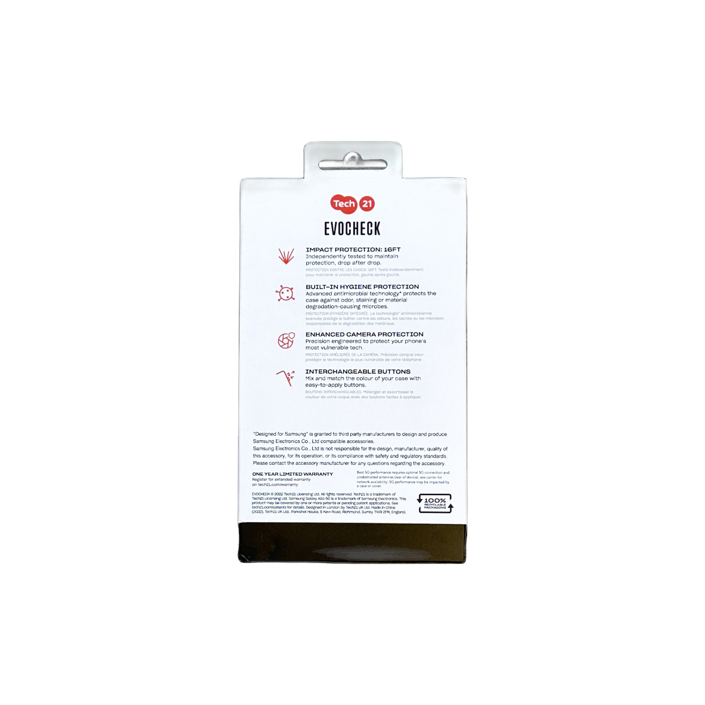 Tech 21 Evo Check Series Flexible Gel Case Multi-Drop Protection for Samsung Galaxy A53 5G - Black