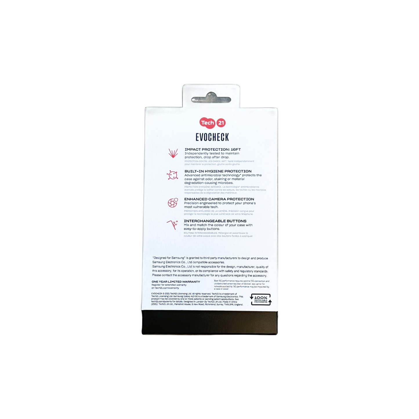 tech21 Evo Check for Samsung Galaxy A13 5G and LTE – Protective Phone Case with 16ft Multi-Drop Protection