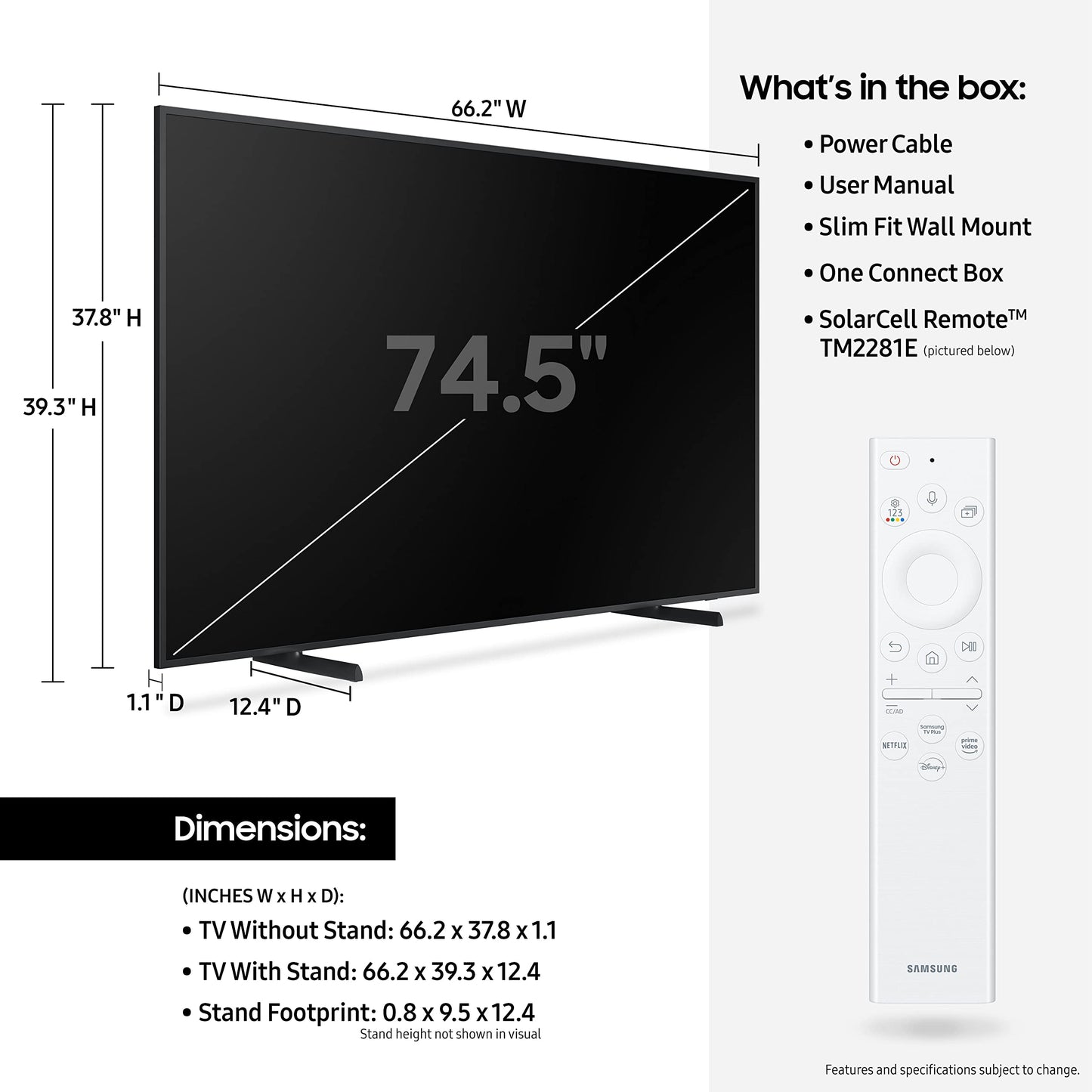 SAMSUNG 75-Inch Class QLED 4K The Frame LS03B Series, Quantum HDR, Art Mode, Anti-Reflection Matte Display, Slim Fit Wall Mount Included, Smart TV w/ Alexa Built-In (QN75LS03BAFXZA, Latest Model)