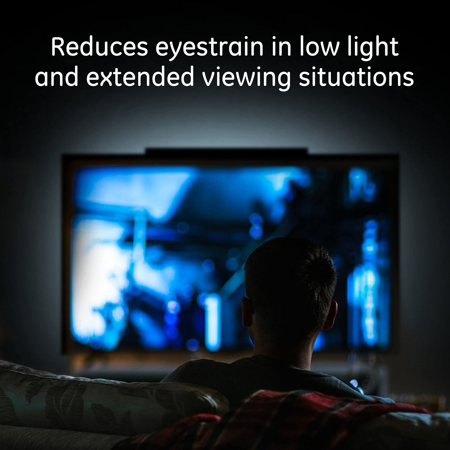 GE LED Lights Amplified TV Antenna, TV Antenna with build in LED Strip Lights, TV Antenna for Smart TV, BIAS White Light 6500K, 1080P Digital HDTV VHF UHF NEXTGEN TV, Amplifier Signal Booster, 46003