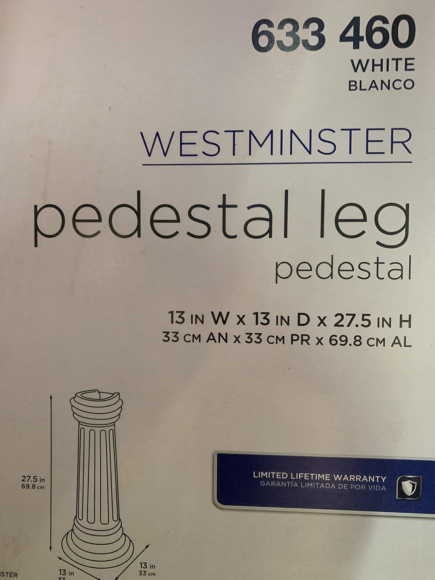 Westminster 13 in. W X 13 in. D Oval Pedestal Sink Base in White