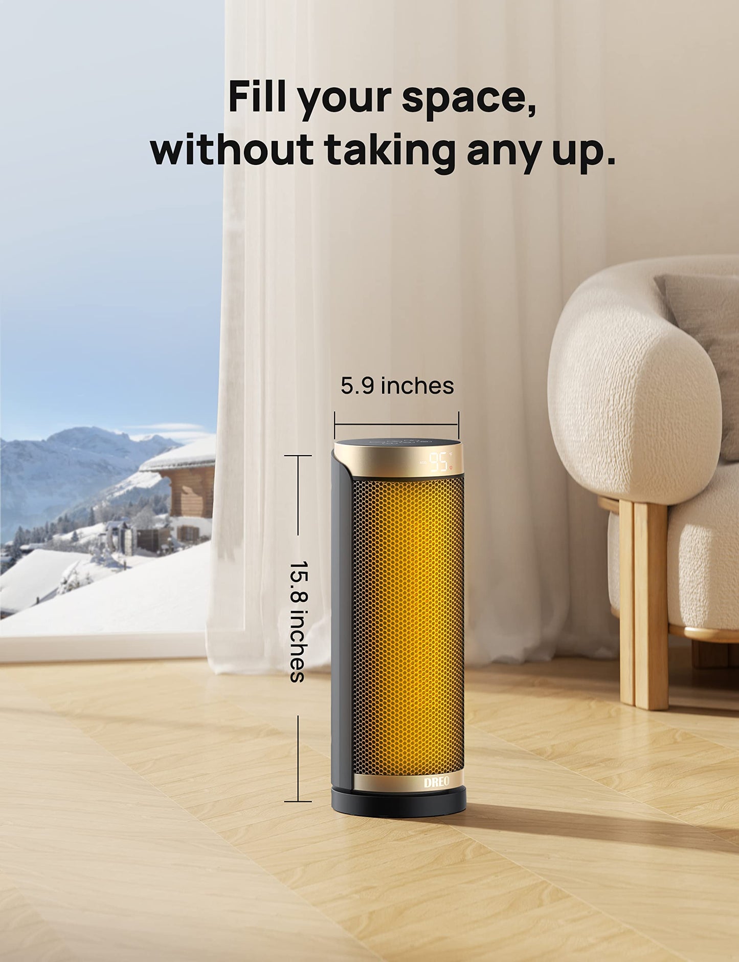Dreo Space Heater, Portable Electric Heaters for Indoor Use, 70degree Oscillation, 12H Timer, 1500W Quiet PTC Ceramic Heating with Remote for Office, Home Bedroom