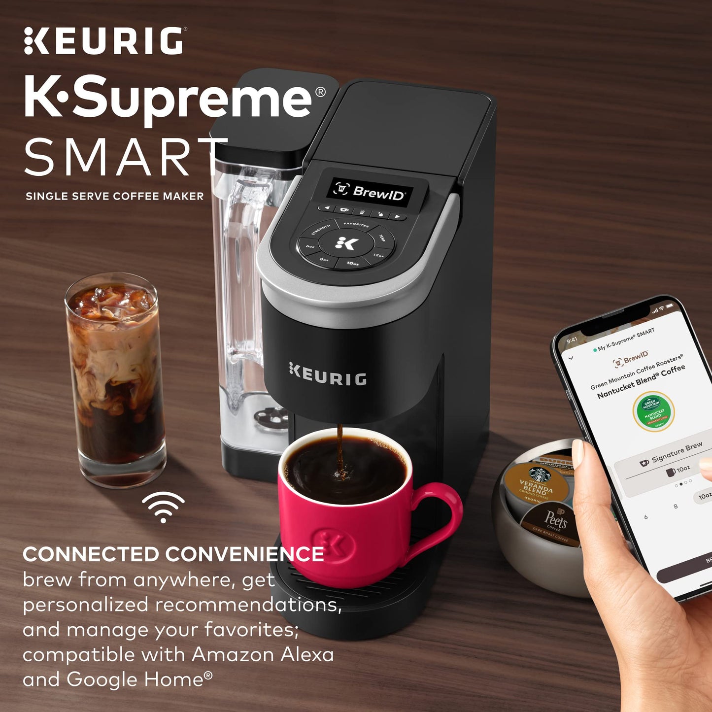 Keurig K-Supreme SMART Coffee Maker, MultiStream Technology, Brews 6-12oz Cup Sizes, Black