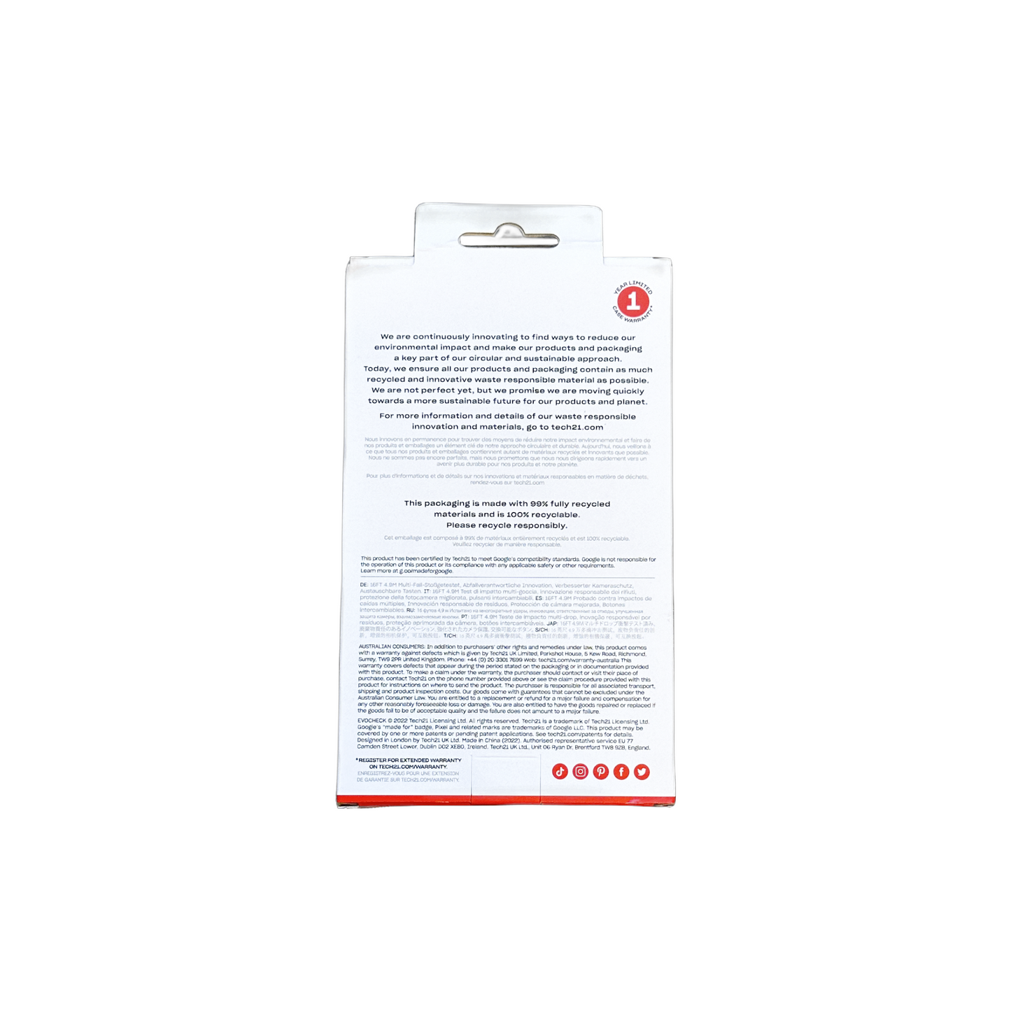 Tech21 - EvoCheck Case for Google Pixel 7 Pro - Smokey/Black