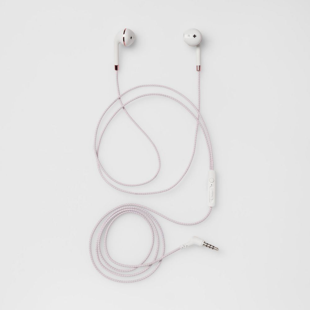 Heyday Wired Earbuds~ Mic & Remote~ White w/Rose Gold