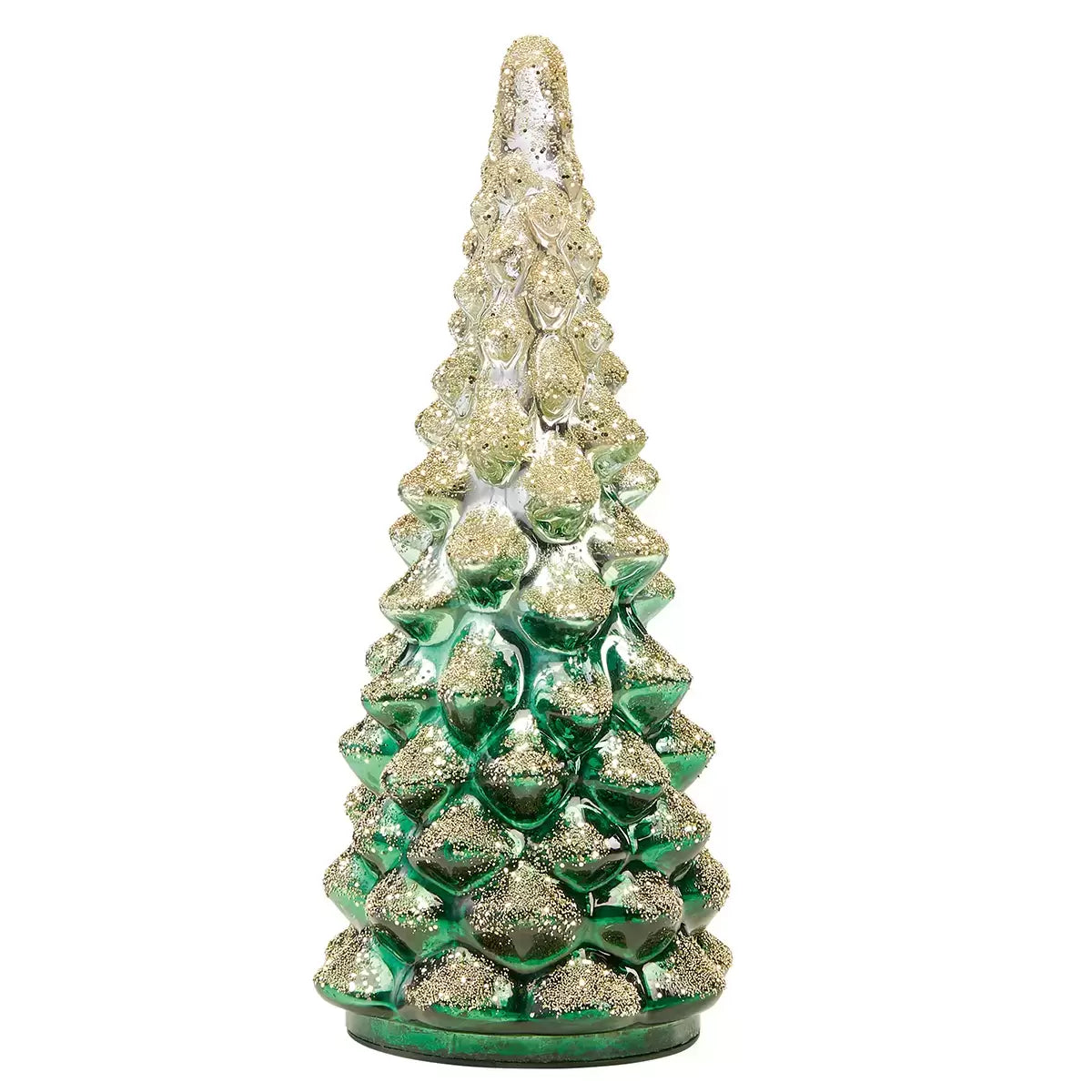 13.7 Inch (35 cm) Set of 3 Glass Christmas Trees With LED Lights
