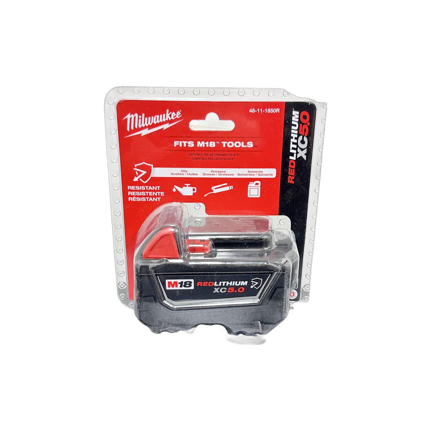 Milwaukee
48-11-1850R M18 18-Volt 5.0 Ah Lithium-Ion XC Extended Capacity Resistant Battery Pack