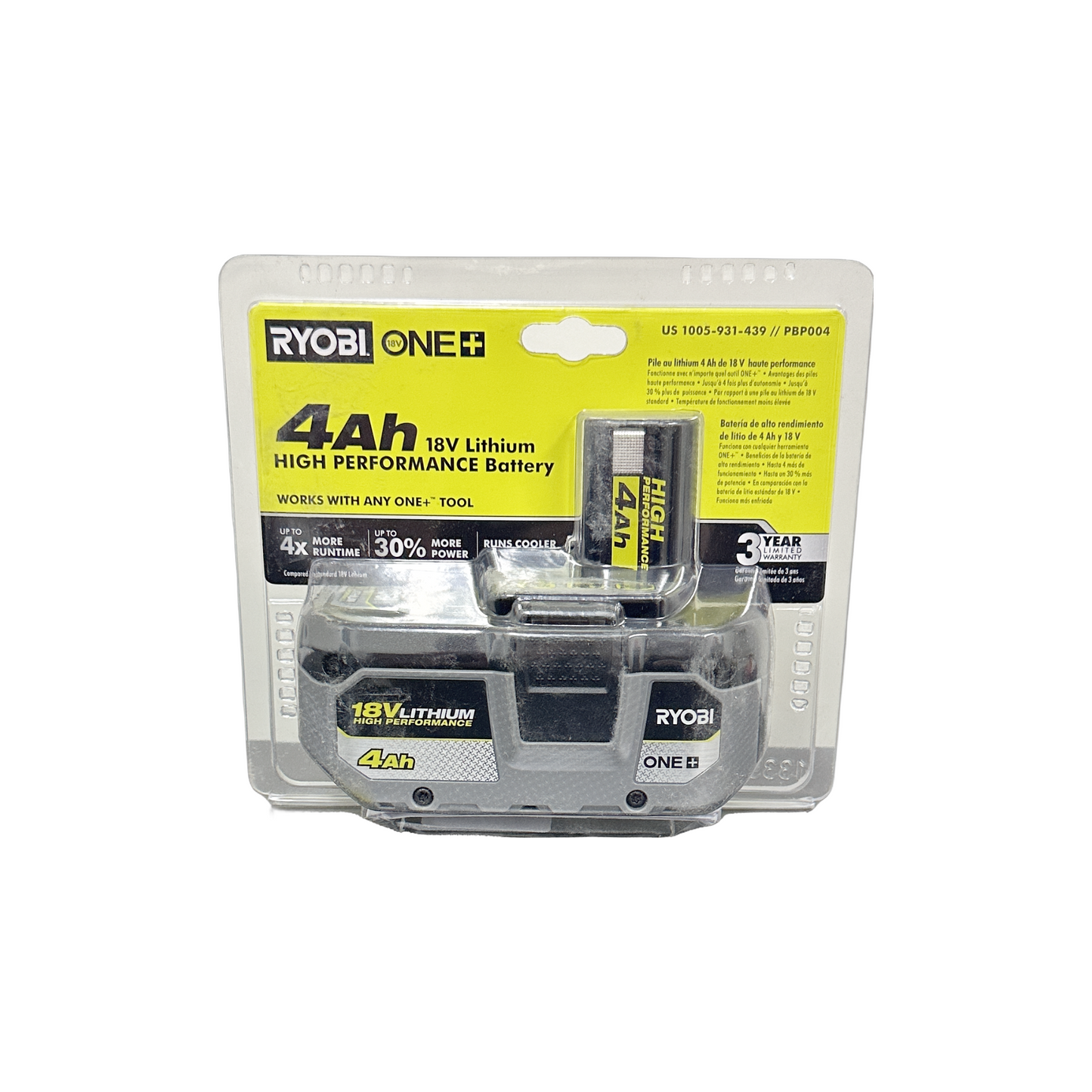 RYOBIPBP004 ONE+ 18V 4.0 Ah Lithium-Ion HIGH PERFORMANCE Battery