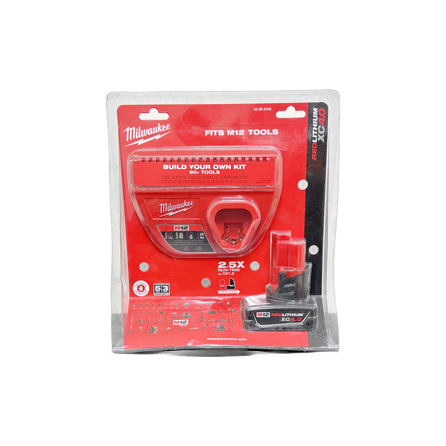 Milwaukee
48-59-2440 M12 12-Volt Lithium-Ion XC Battery Pack 4.0 Ah and Charger Starter Kit