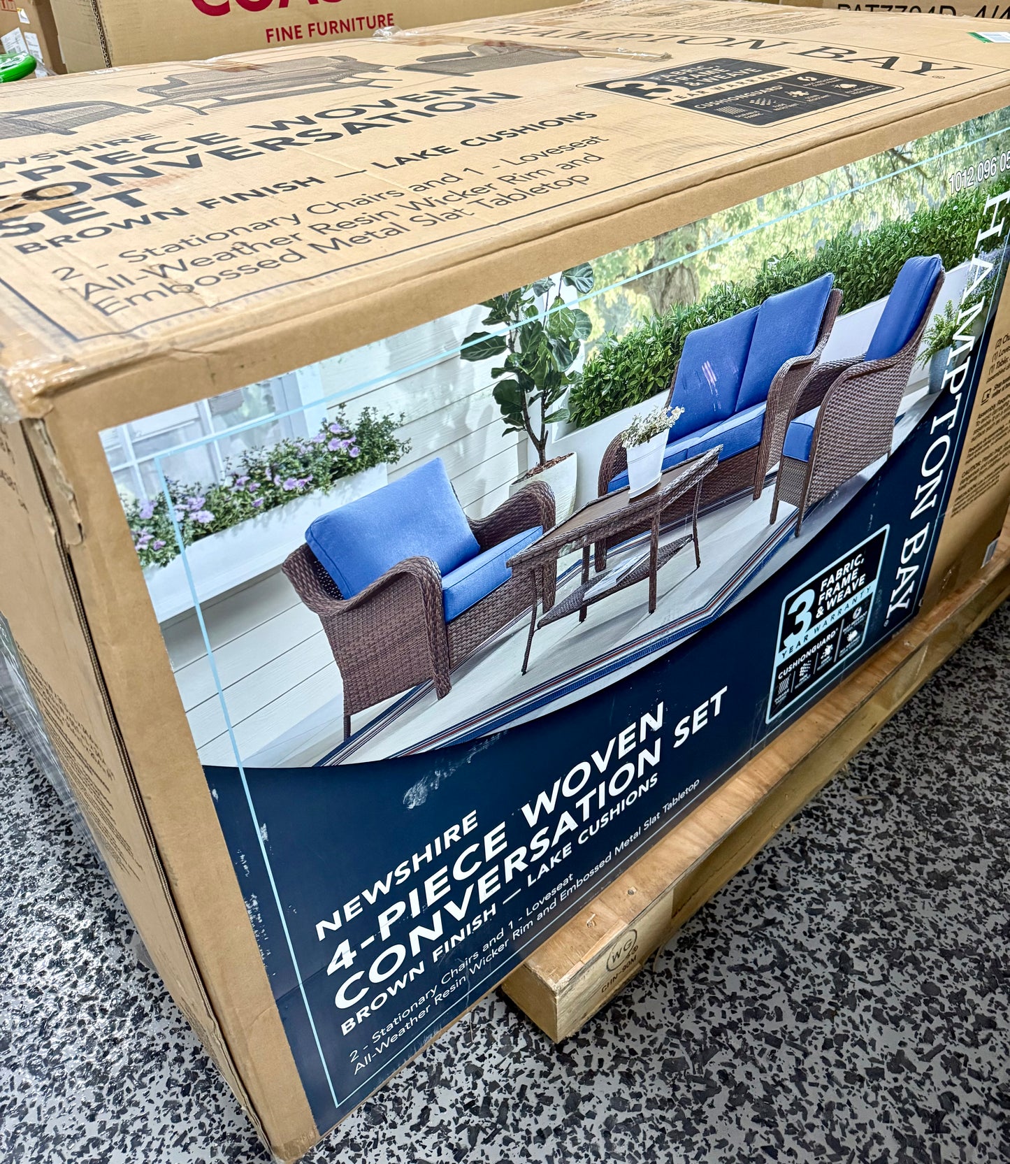 Newshire 4-Piece Wicker Patio Conversation Set with Lake Cushions