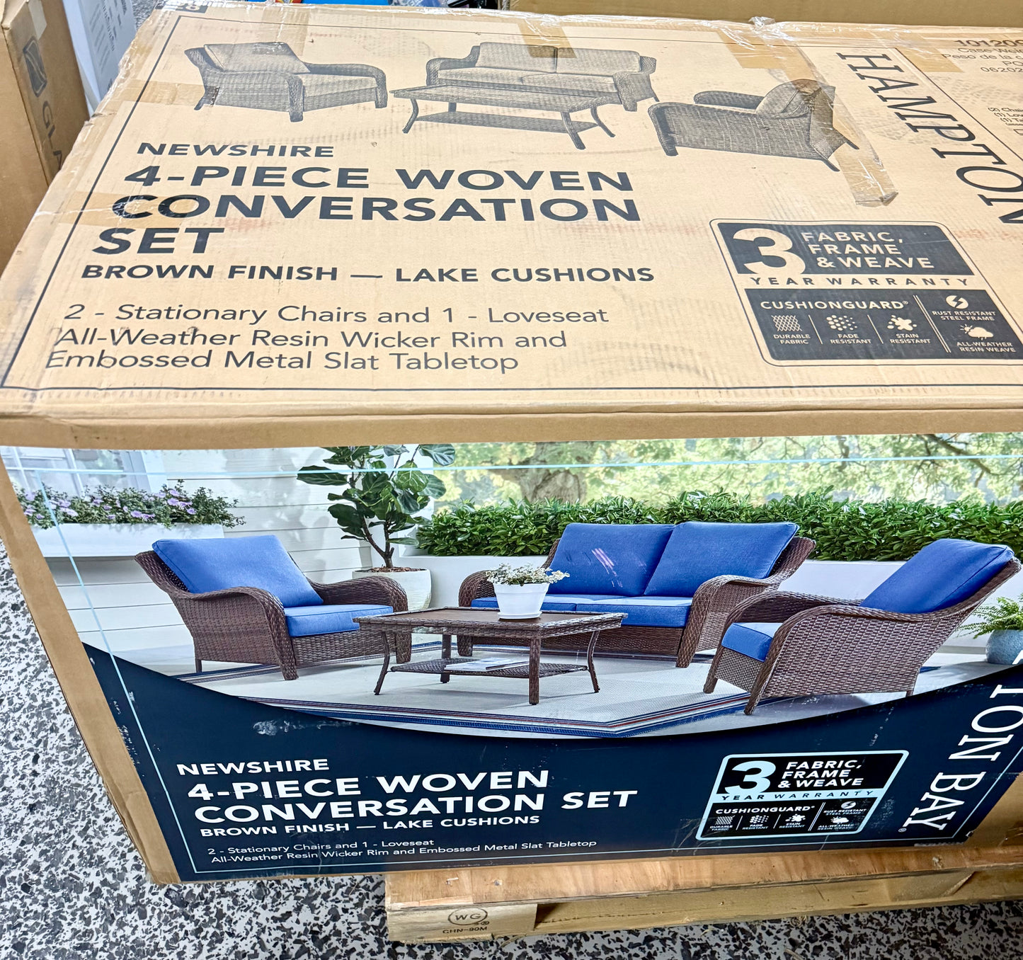 Newshire 4-Piece Wicker Patio Conversation Set with Lake Cushions
