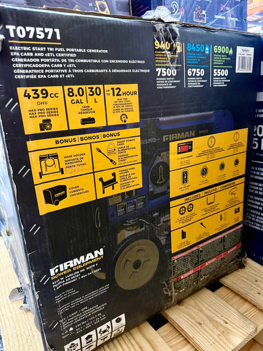 Firman 7500W Running / 9400W Peak Tri Fuel Generator