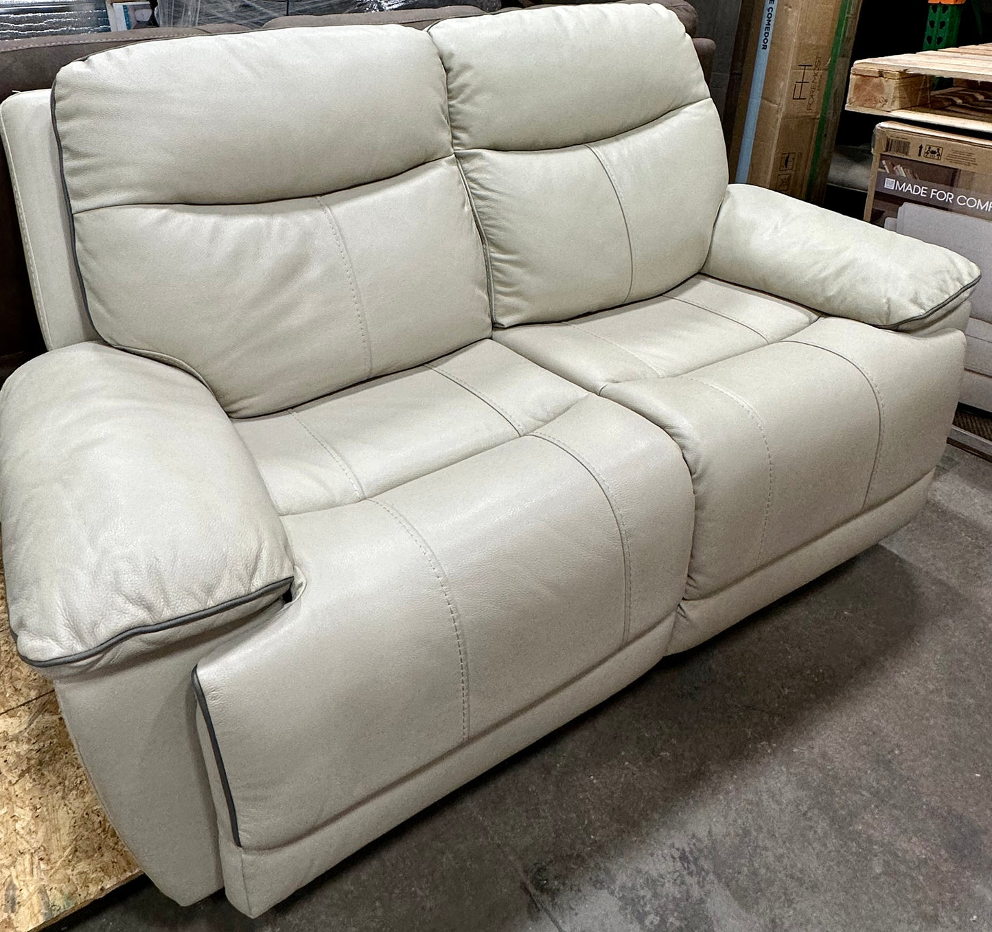 Messina Leather Power Reclining Loveseat with Power Headrests