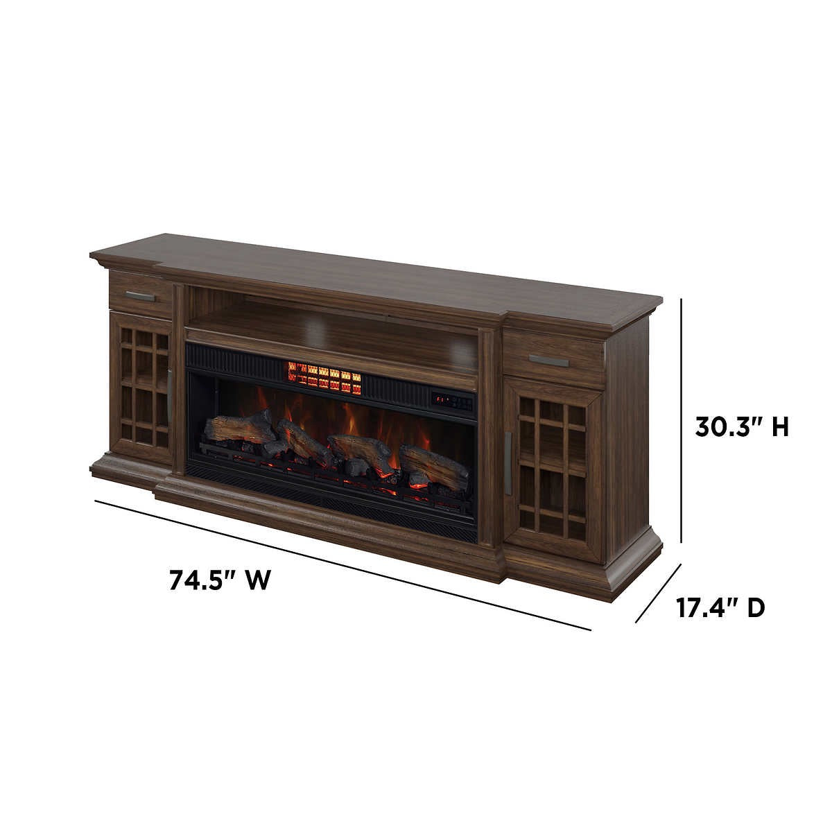 Tresanti Everett TV Console with ClassicFlame CoolGlow 2-in-1 Electric Fireplace and Fan