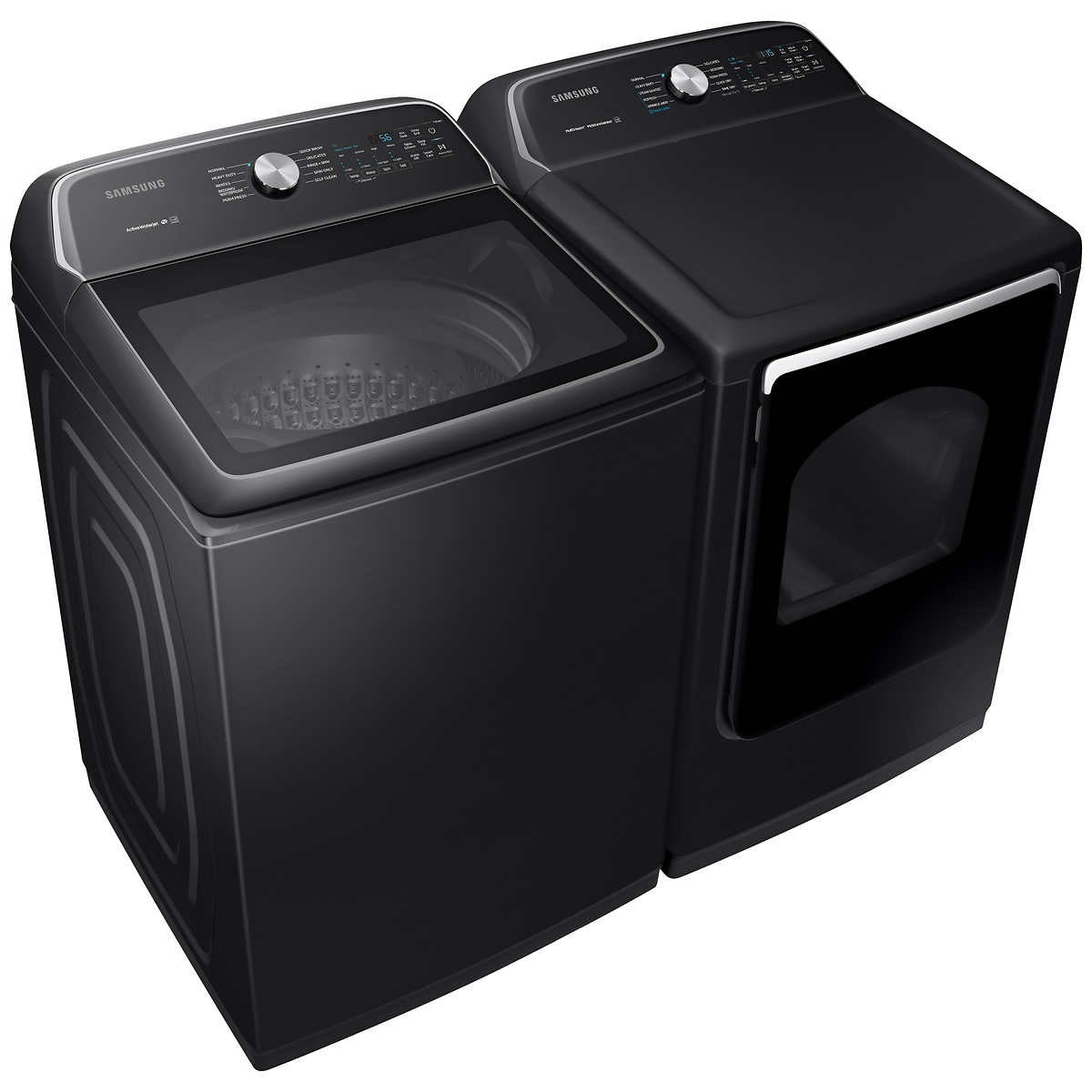 Samsung 5.4CuFt Active WaterJet Washer and 7.4CuFt GAS Dryer with Steam Sanitize+ Laundry Package
