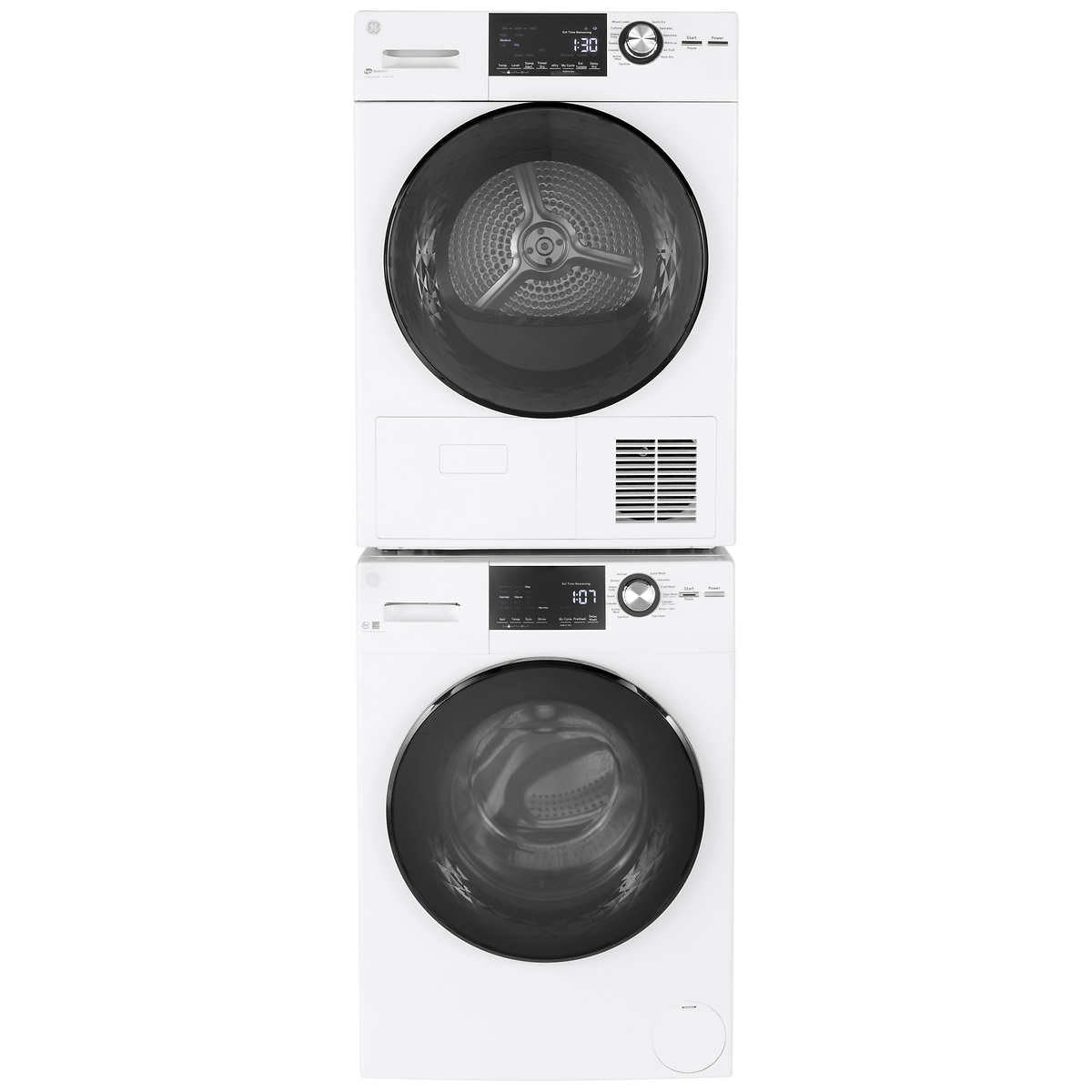 GE 2.4 cu. ft. Washer with Steam and 4.1 cu. ft. Ventless Condenser ELECTRIC Dryer with Stainless Steel Basket
