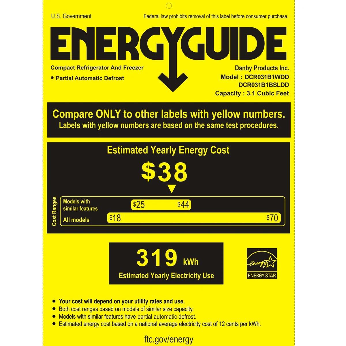 Danby Dual Door 3.1 cu. ft. Compact Refrigerator/Freezer