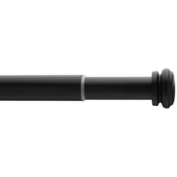 Home Decorators Collection 36 in. - 72 in. End Cap Telescoping 1 in. Single Curtain Rod in Matte Black