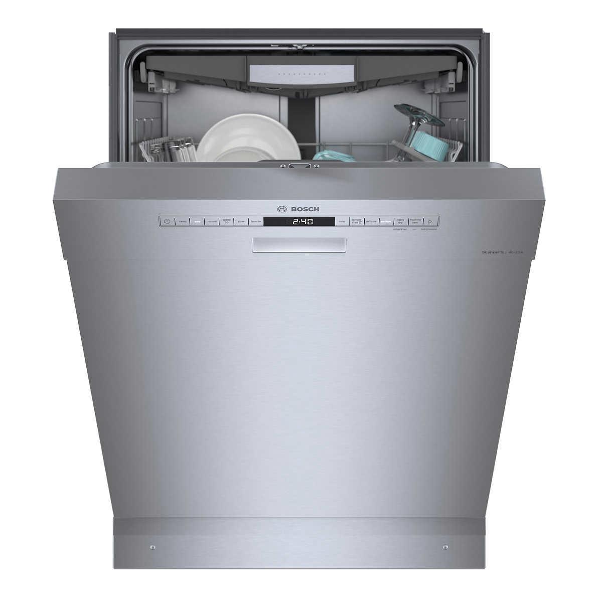 Bosch 300 Series Front Control Pocket Handle Dishwasher, Stainless Steel Tub, Removable 3rd Rack, 46 dBa