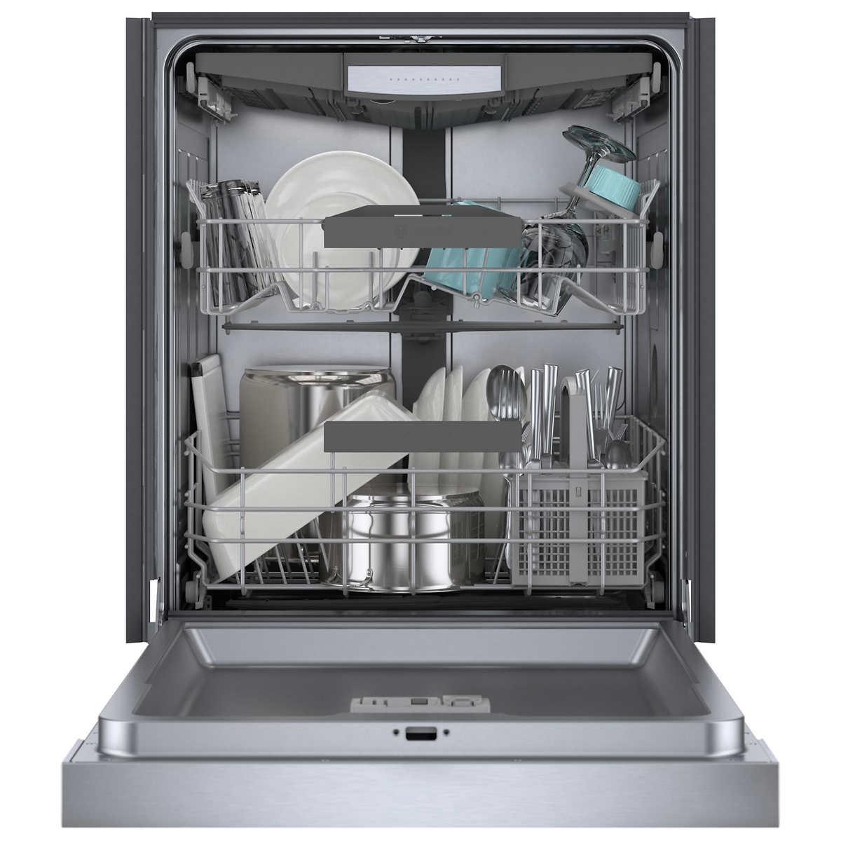 Bosch 300 Series Front Control Pocket Handle Dishwasher, Stainless Steel Tub, Removable 3rd Rack, 46 dBa