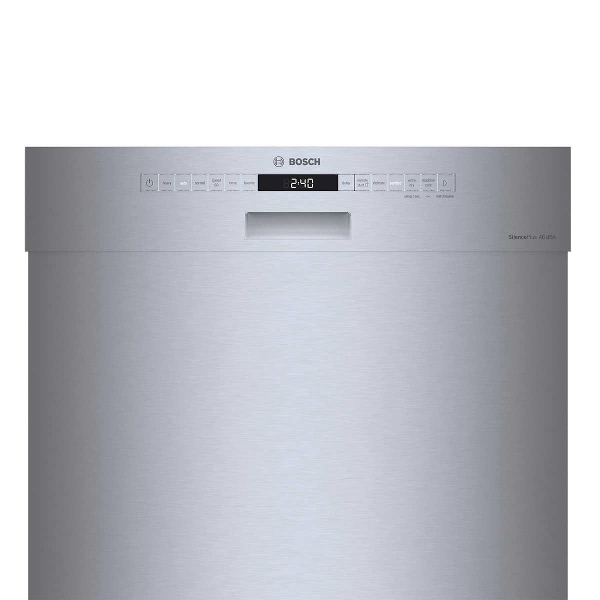 Bosch 300 Series Front Control Pocket Handle Dishwasher, Stainless Steel Tub, Removable 3rd Rack, 46 dBa