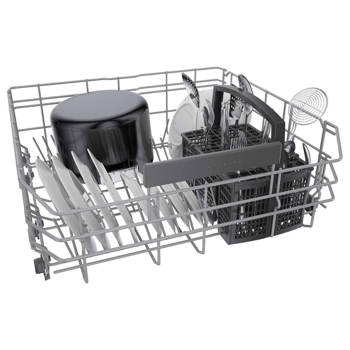 Bosch 300 Series Front Control Pocket Handle Dishwasher, Stainless Steel Tub, Removable 3rd Rack, 46 dBa