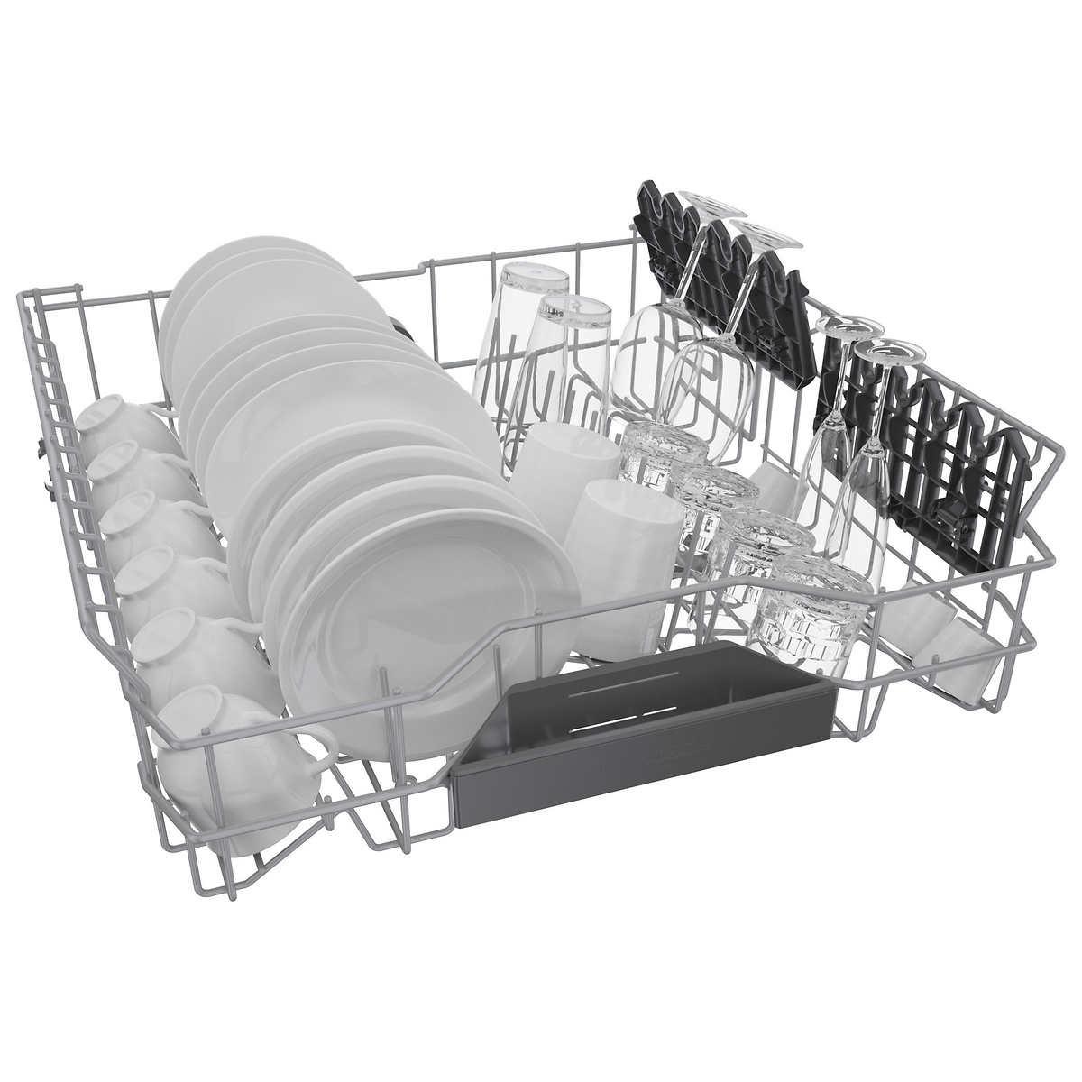 Bosch 300 Series Front Control Pocket Handle Dishwasher, Stainless Steel Tub, Removable 3rd Rack, 46 dBa