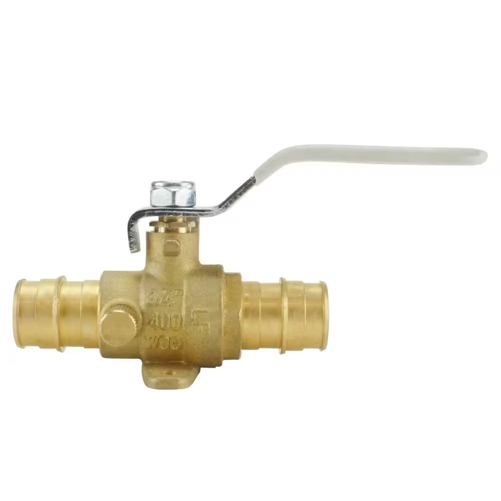 Apollo 1/2 in. Brass PEX-A Barb Ball Valve with Drain and Mounting Pad