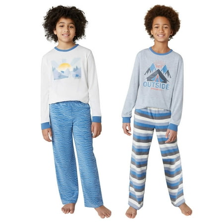 Eddie Bauer Boys 4-Piece Mix and Match Pajama Set (Gray Blue Medium 10-12)