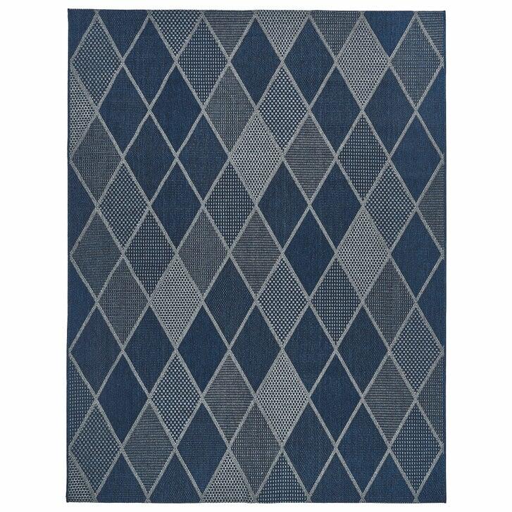 Laguna Indoor/Outdoor Area Rug, Morris Navy Gray, 7'10” x 10'