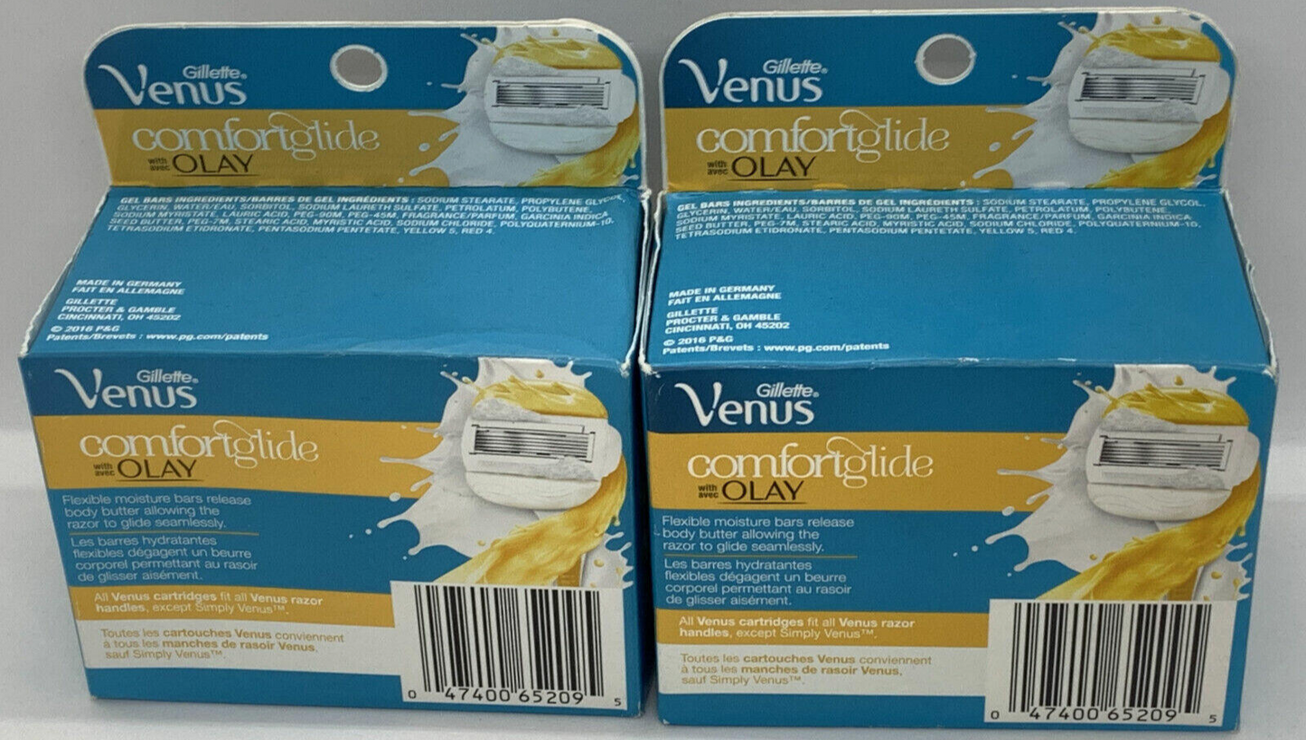 2 Packs Of Gillette Venus with Olay Comfortglide Women's Razor Blade Refills, 4 Count, Womens Razors / Blades (2 X Packs of 4 Cartridges) Total 8