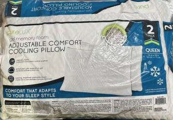 Purelux Gel Memory Foam Adjustable Comfort Cooling Pillow 2PK