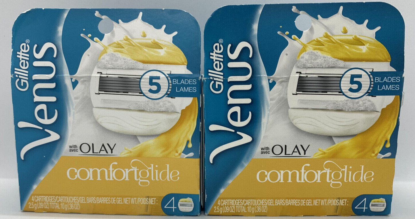 2 Packs Of Gillette Venus with Olay Comfortglide Women's Razor Blade Refills, 4 Count, Womens Razors / Blades (2 X Packs of 4 Cartridges) Total 8