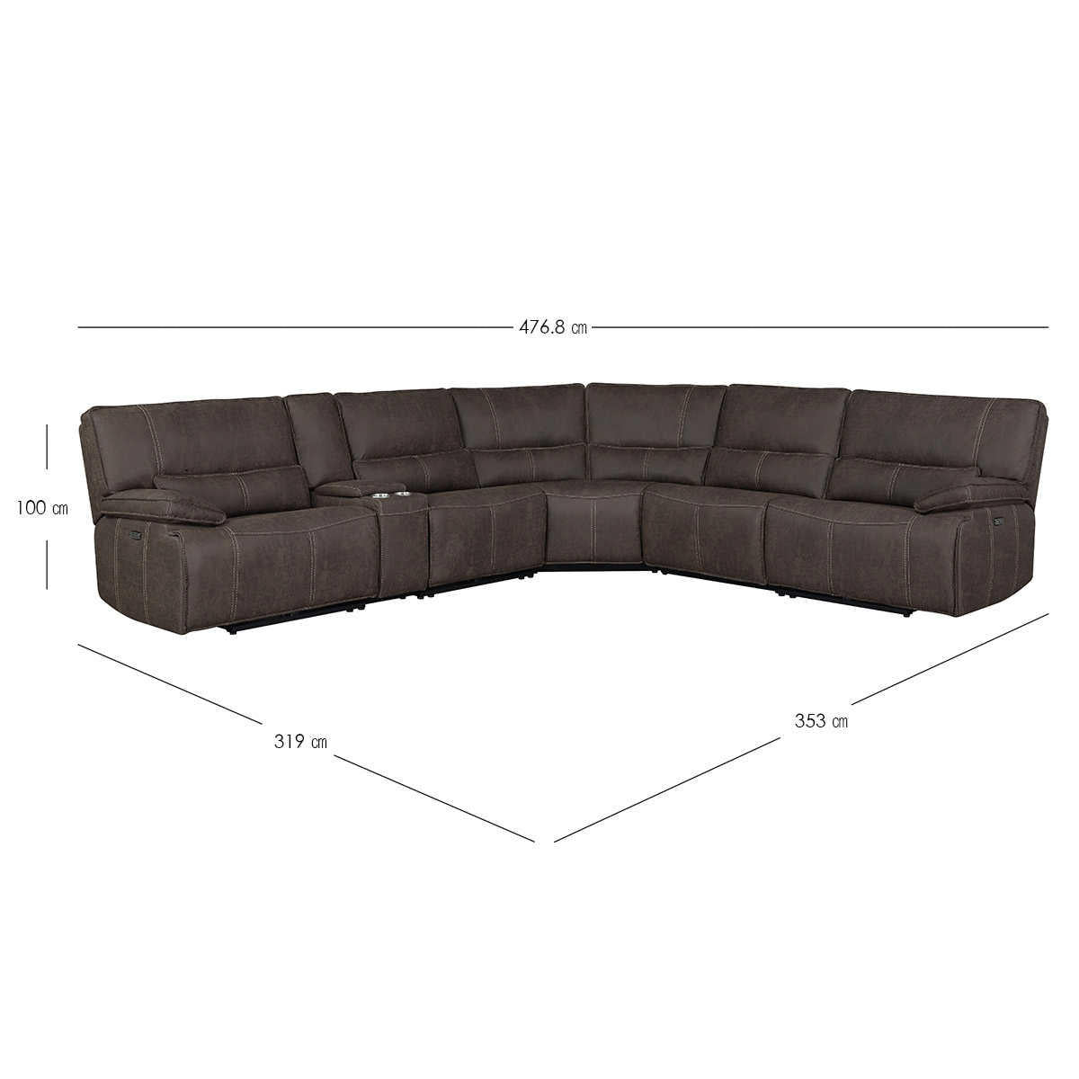 Brower Fabric Power Reclining Sectional with Power Headrest