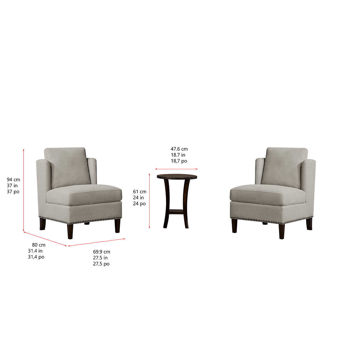 Thomasville Arlo 3-piece Fabric Chair & Accent Table Set