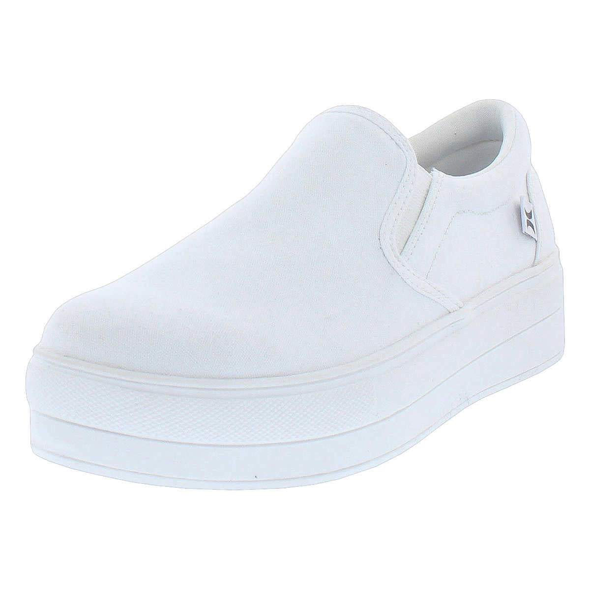HURLEY Women's BACONA White Canvas Slip On Platform Sneakers